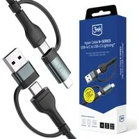 Cavo Dati e Ricarica USB-A / USB-C - USB-C / Lightning 3MK Hyper N, 60W, 1.2m, Nero — 3
