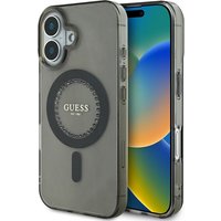 Custodia MagSafe per Apple iPhone 16 Plus, Guess, IML Rhinestone, Nera