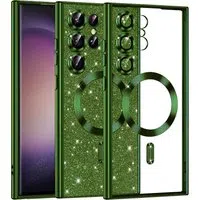 Custodia MagSafe per Samsung Galaxy S23 Ultra S918, Techsuit, Luxury Glitter, Verde Scuro — 3