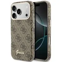 Custodia MagSafe per Apple iPhone 17 Pro Max, Guess, 4G Script Logo, Marrone — 3