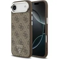 Custodia MagSafe per Apple iPhone 17 Air, Guess, Logo Triangolo 4G, Marrone Argentato — 3