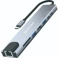 Hub USB-C Techsuit H2 NetBridge, 8in1, Grigio — 3
