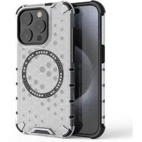 Custodia MagSafe per Apple iPhone 15 Pro Max, Techsuit, HoneyComb Shield, Bianca — 3