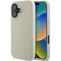 Custodia MagSafe per Apple iPhone 16, Guess, Grained Gold Ring, Beige — 3