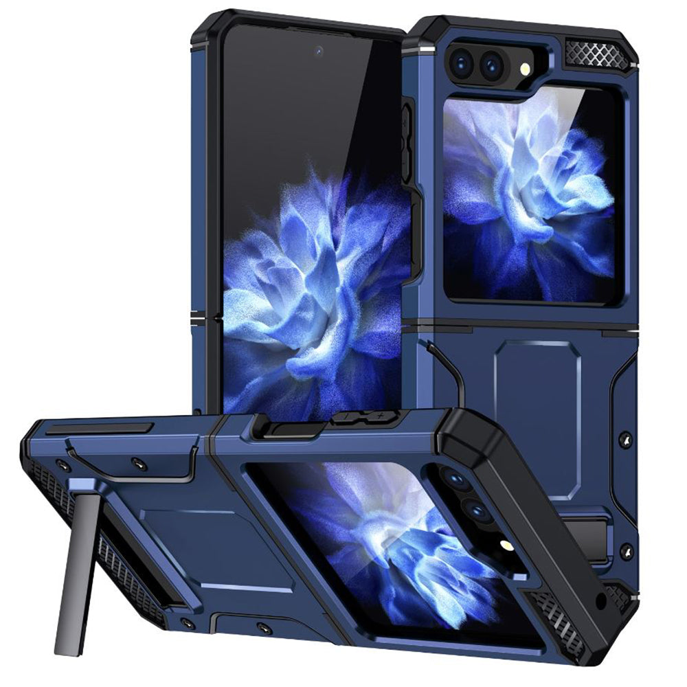 Techsuit Custodia per Samsung Galaxy Z Flip5 F731, Techsuit, Hybrid Armor Kickstand, Blu