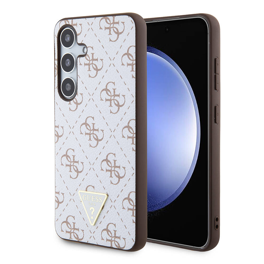 Guess Custodia per Samsung Galaxy S24+ S926, Guess, 4G Triangle Logo, Bianca