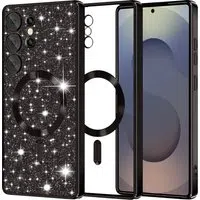 Custodia MagSafe per Samsung Galaxy S25 Ultra S938, Techsuit, Luxury Glitter, Nera — 2