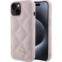 Custodia per Apple iPhone 15, Guess, Quilted Metal Logo, Rosa — 3
