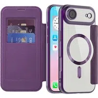 Custodia MagSafe per Apple iPhone 17 Air, Techsuit, SmartMag Book, Viola — 3