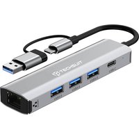 Hub USB / USB-C Techsuit H3 BoostNetLink, 5in1, Grigio