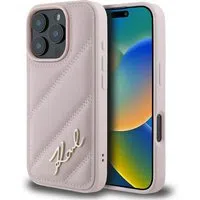 Custodia per Apple iPhone 16 Pro, Karl Lagerfeld, Diagonal Quilted Script, Rosa — 3