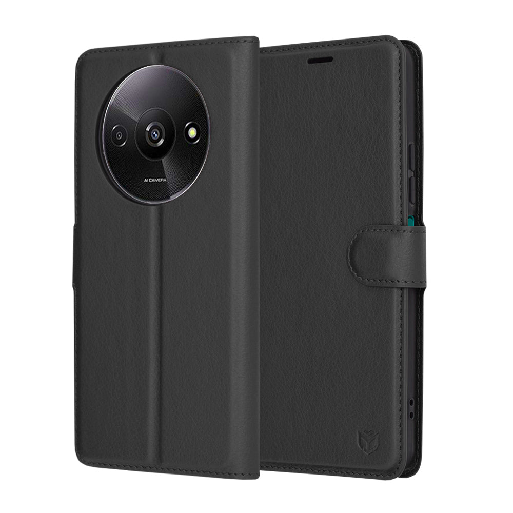 Custodia per Xiaomi Redmi A3x / A3, Techsuit, Leather Folio, Nera