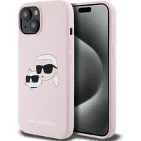Custodia MagSafe per Apple iPhone 15, Karl Lagerfeld, Silicone Karl & Choupette's Heads, Rosa — 3