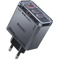 Caricabatterie Rete Yesido YC101, 65W, 3.25A, 1 x USB-A - 2 x USB-C, Nero — 3