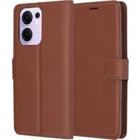 Custodia per Oppo Reno13 FS 5G / Reno13 F 4G / Reno13 F, Techsuit, Leather Folio, Marrone — 3