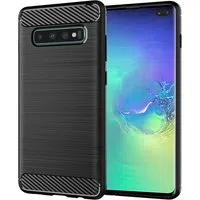 Custodia per Samsung Galaxy S10+ G975, Techsuit, Carbonio, Nera — 3