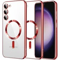 Custodia MagSafe per Samsung Galaxy S23 S911, Techsuit, Luxury Crystal, Rossa