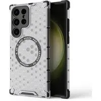 Custodia MagSafe per Samsung Galaxy S24 Ultra S928, Techsuit, HoneyComb Shield, Bianca — 3