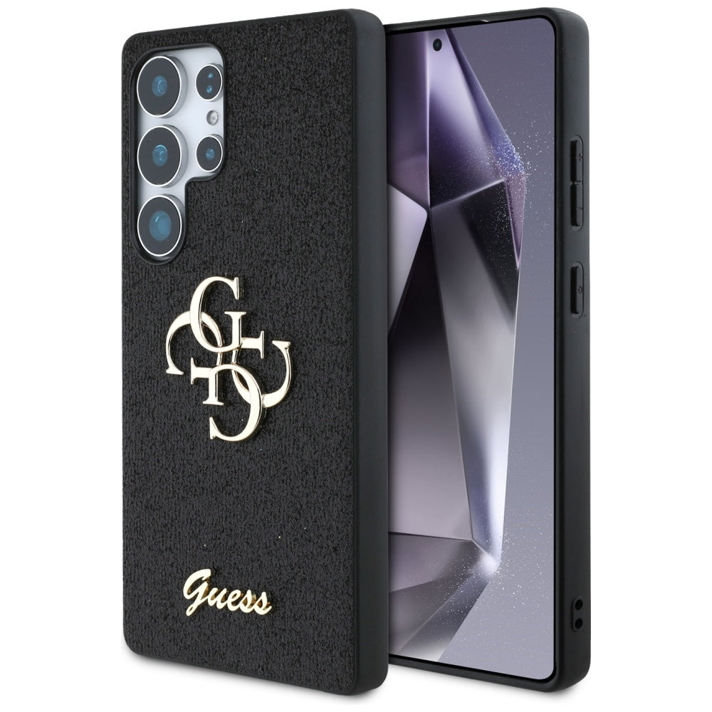 Guess Custodia per Samsung Galaxy S25 Ultra S938, Guess, Glitter Big 4G Script, Nera