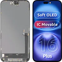 Display con Touchscreen MP compatibile con Apple iPhone 16 Plus, con Cornice, Versione Soft OLED IC Movable FHD, Nero — 3
