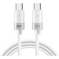 Cavo Dati e Ricarica USB-C - USB-C Lito LD07, 60W, 1m, Bianco — 3