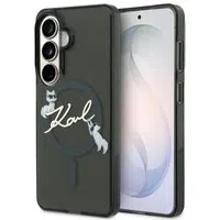 Custodia MagSafe per Samsung Galaxy S26 S942, Karl Lagerfeld, IML Choupette Karl Script Logo, Nera — 3