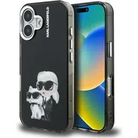 Custodia per Apple iPhone 16, Karl Lagerfeld, IML Aquarelle Logo Karl & Choupette, Nera — 3