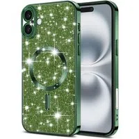 Custodia MagSafe per Apple iPhone 16, Techsuit, Luxury Glitter, Verde Scuro — 3