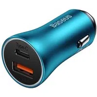 Caricabatterie da auto Baseus Golden Golden Contactor Max, 60W, 3A, 1 x USB-A - 1 x USB-C, blu CGJM000103 — 3