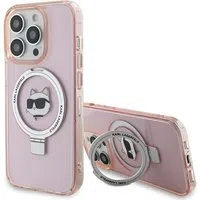 Custodia MagSafe per Apple iPhone 15 Pro Max, Karl Lagerfeld, Ring Stand Choupette's Head, Rosa — 3