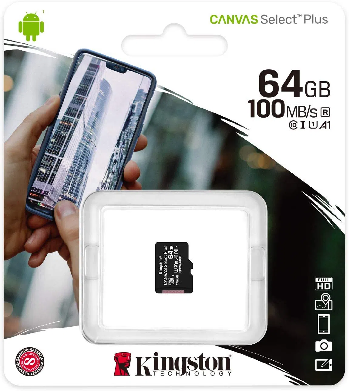 Scheda di memoria microSDXC Kingston Canvas Select Plus Android A1, 64Gb, Classe 10 / UHS-1 U1 SDCS2/64GBSP — 2
