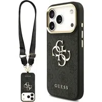 Custodia per Apple iPhone 17 Pro, Guess, Big 4G Classic Logo with Big Strap, Nera — 3