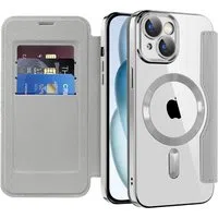 Custodia MagSafe per Apple iPhone 15, Techsuit, SmartMag Book, Grigio — 3