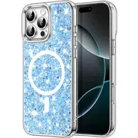 Custodia MagSafe per Apple iPhone 16 Pro, Techsuit, Sparkly Glitter, Blu — 3
