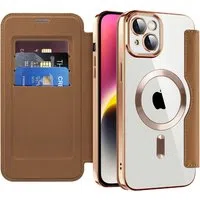 Custodia MagSafe per Apple iPhone 14 Plus, Techsuit, SmartMag Book, Marrone — 3
