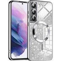 Custodia MagSafe per Samsung Galaxy S22 5G S901, Techsuit, Luxury Glitter, Argento — 3