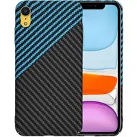 Custodia per Apple iPhone XR, Techsuit, Carbonite FiberShell, Nero Bleu — 3