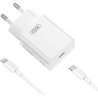 Caricatore da rete con cavo Lightning XO Design L126, 20W, 3A, 1 x USB-C, Bianco — 3