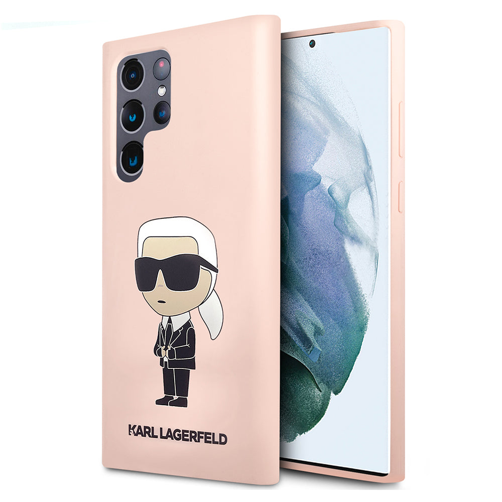 Karl Lagerfeld Custodia per Samsung Galaxy S23 Ultra S918, Karl Lagerfeld, Silicone Ikonik Karl, Rosa