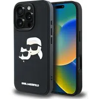 Custodia per Apple iPhone 16 Pro Max, Karl Lagerfeld, 3D Rubber Karl & Choupette, Nera — 3
