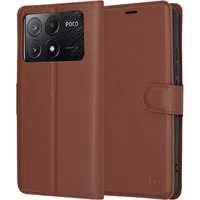 Custodia per Xiaomi Poco X6 Pro, Techsuit, Leather Folio, Marrone — 3