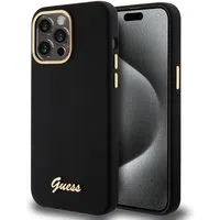 Custodia per Apple iPhone 15 Pro Max, Guess, Script Metal Logo & Frame, Nera — 3