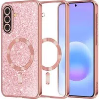 Custodia MagSafe per Samsung Galaxy A57 5G, Techsuit, Luxury Glitter, Rosa Dorato — 3