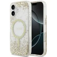 Custodia MagSafe per Apple iPhone 17, Guess, Resin Bottom Glitter, Dorata — 3