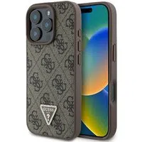 Custodia per Apple iPhone 16 Pro, Guess, 4G Triangle Strass, Marrone — 3
