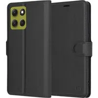 Custodia per Motorola Moto G86, Techsuit, Leather Folio, Nera — 3