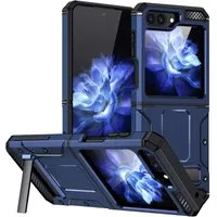 Custodia per Samsung Galaxy Z Flip5 F731, Techsuit, Hybrid Armor Kickstand, Blu — 3