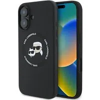 Custodia MagSafe per Apple iPhone 16, Karl Lagerfeld, Silicone Karl & Choupette's Heads, Nera — 3