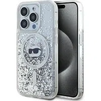 Custodia MagSafe per Apple iPhone 15 Pro Max, Karl Lagerfeld, Liquid Glitter Choupette Head, Trasparente — 3