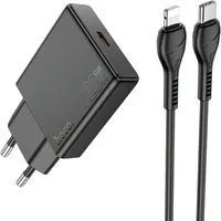 Caricabatterie da Rete con Cavo Lightning HOCO N37, 30W, 3A, 1 x USB-C, Nero — 3